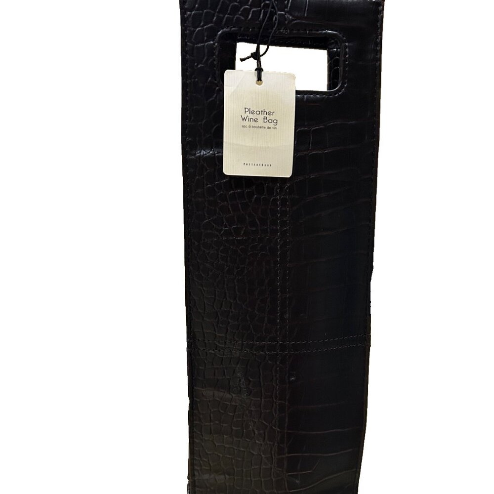 Pottery Barn Wine Bag Brown PLEATHER Crocodile Skin Cocktail Party NWT